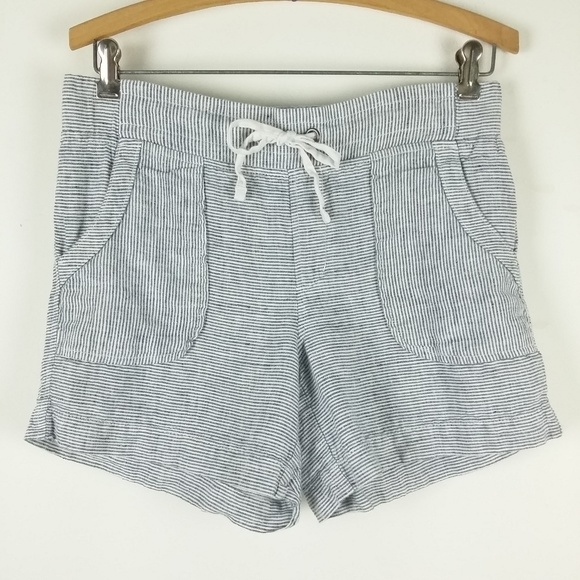 Athleta Pants - Athleta Blue Stripe Linen Shorts